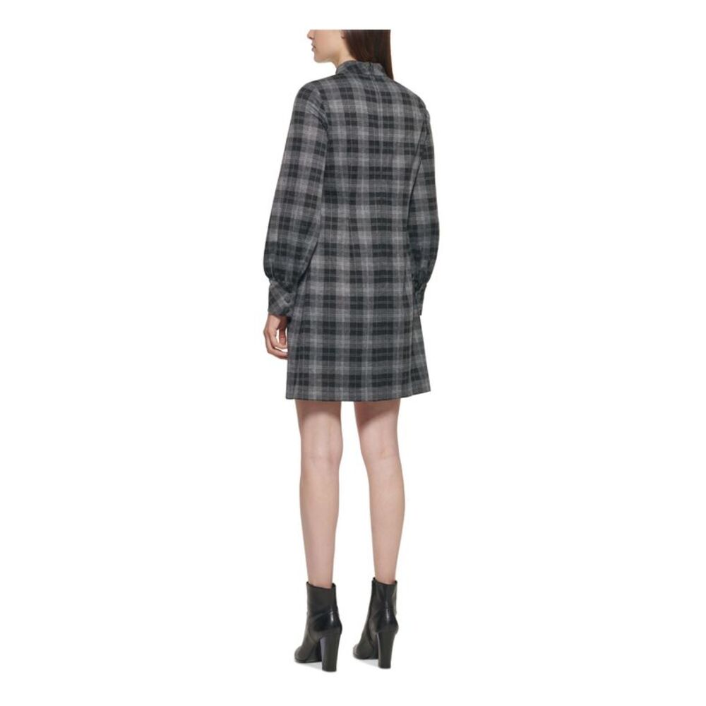 CALVIN KLEIN Womens Sheath Short Dress Cuffed Sleeve Mock Neck Wear To Work - Picture 2 of 3